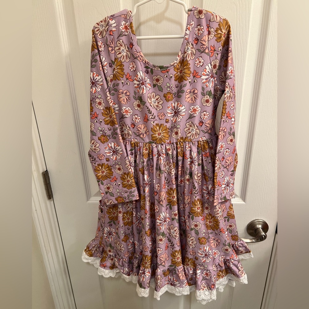 NWT Cheeky Plum Floral Myra Knit Dress 8Y - Picture 7 of 8